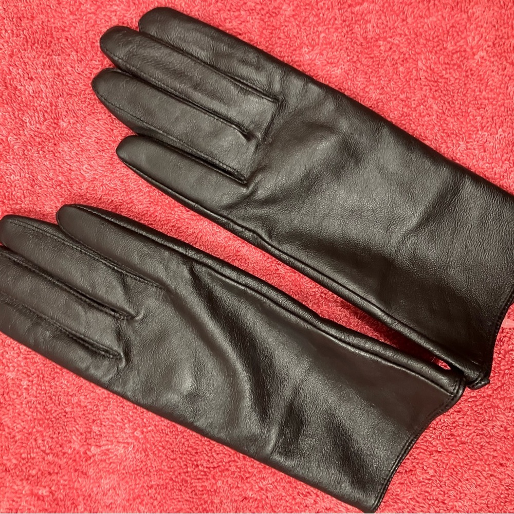 Black Leather Gloves 7/8 NEW - Picture 3 of 10